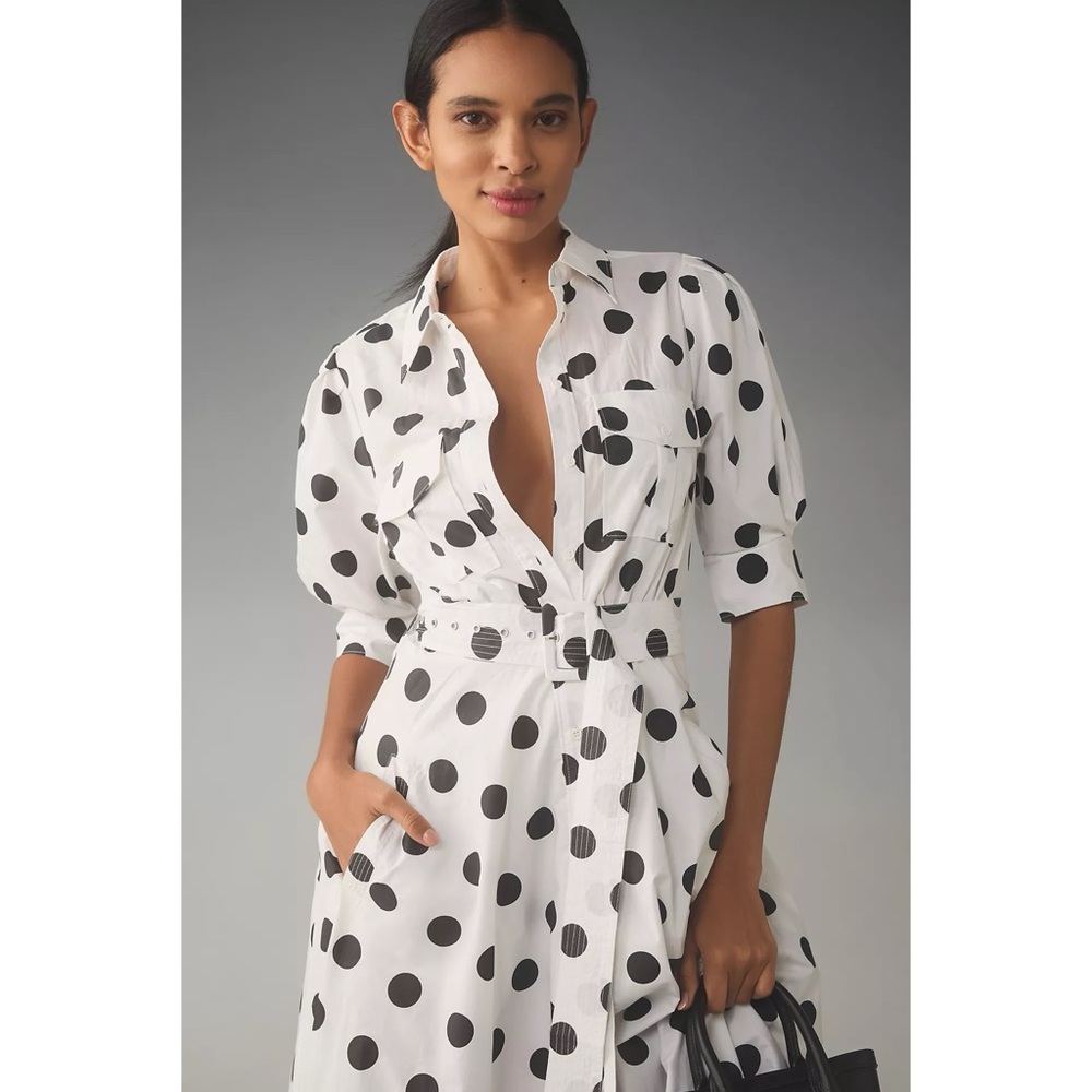 Anthropologie Essentiel Antwerp Fingy Puff-Sleeve Midi Dress - Picture 3 of 9